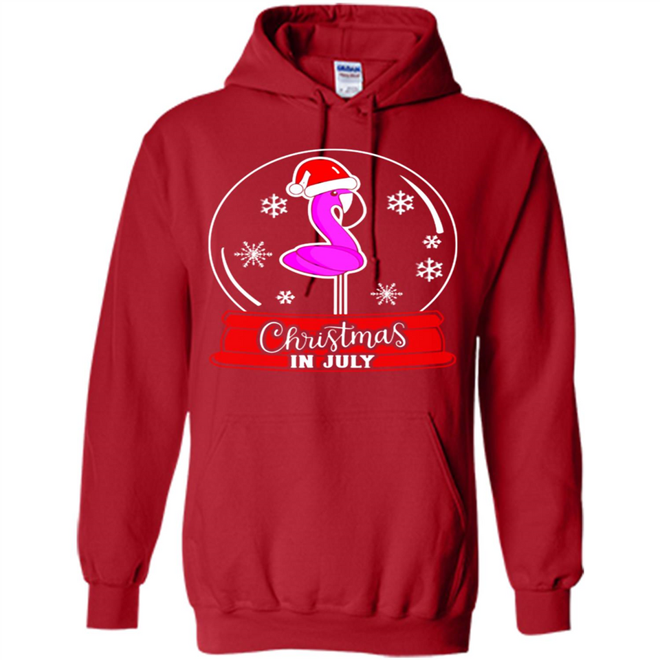 Christmas In July Flamingo Snow Globe Santa Hat - Hoodie
