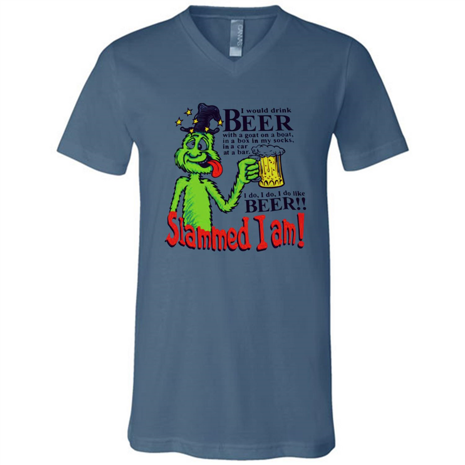 Slammed I Am I Would Drink Beer With A Goat On A Boat Shirt - Canvas Unisex V-Neck