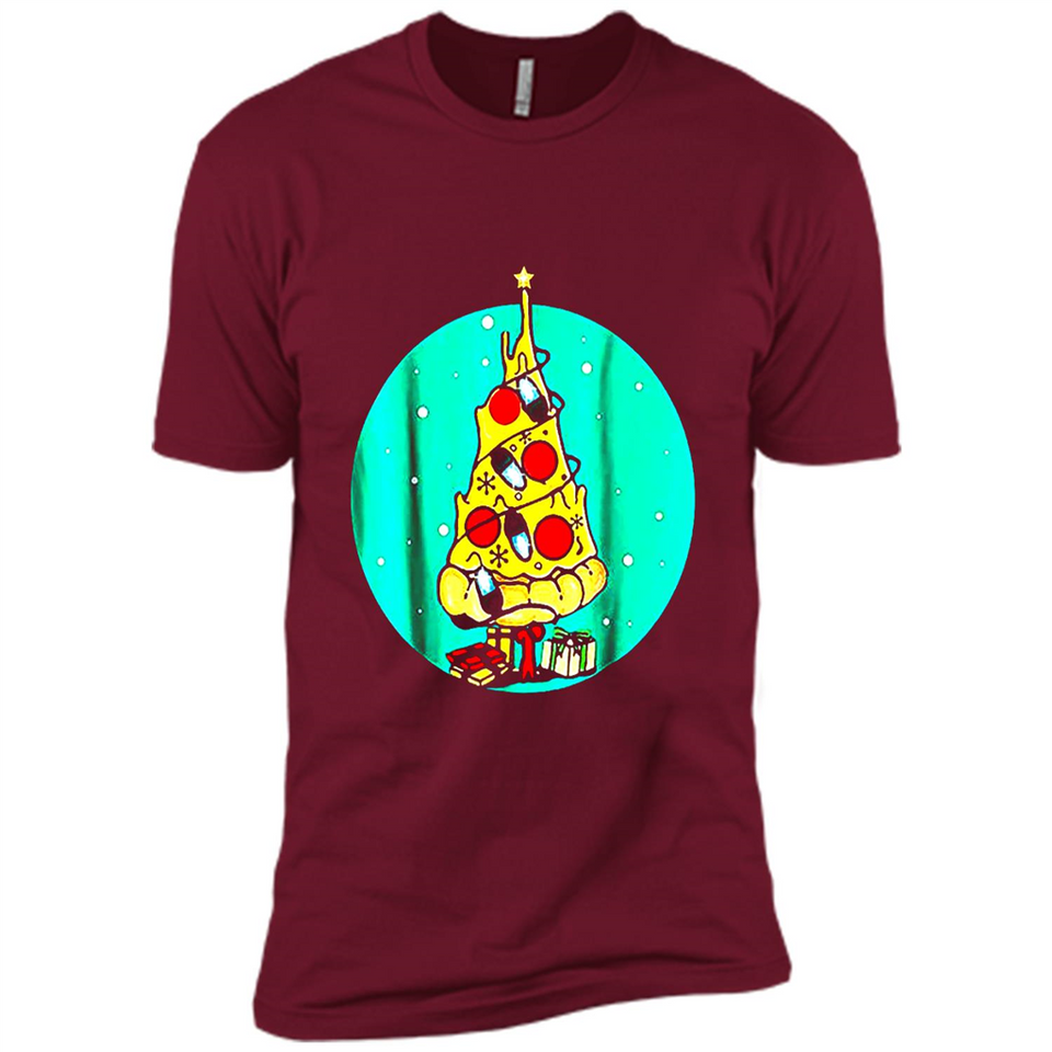 Funny Pizza Ugly Christmas Sweater Xmas Pizza Tree - Premium Short Sleeve T-Shirt