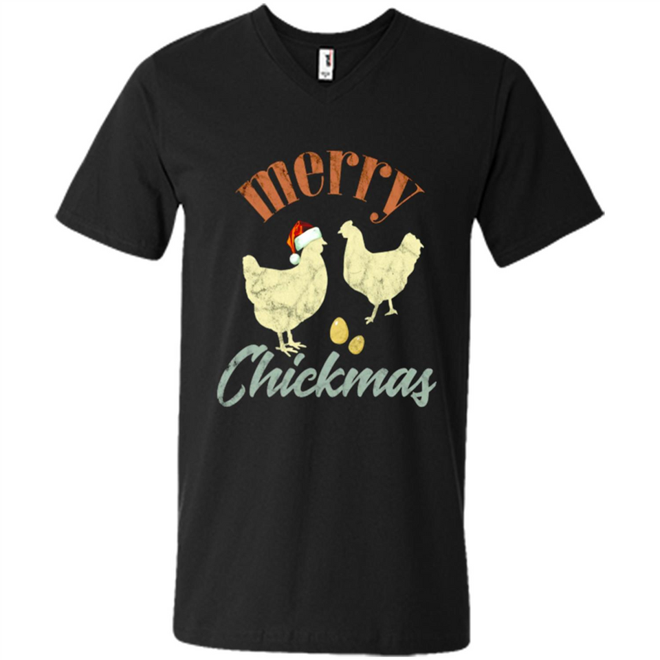 Christmas Chicken Vintage Shirt Funny Santa Hen Farmer Lover - Men's V-Neck