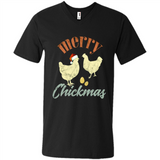 Christmas Chicken Vintage Shirt Funny Santa Hen Farmer Lover - Men's V-Neck