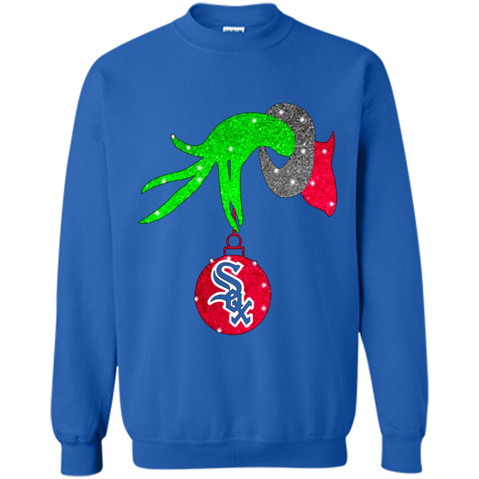 GRINCH HAND HOLDING CHICAGO WHITE SOX GLITTER CHRISTMAS PINGPONG