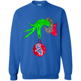 GRINCH HAND HOLDING CHICAGO WHITE SOX GLITTER CHRISTMAS PINGPONG