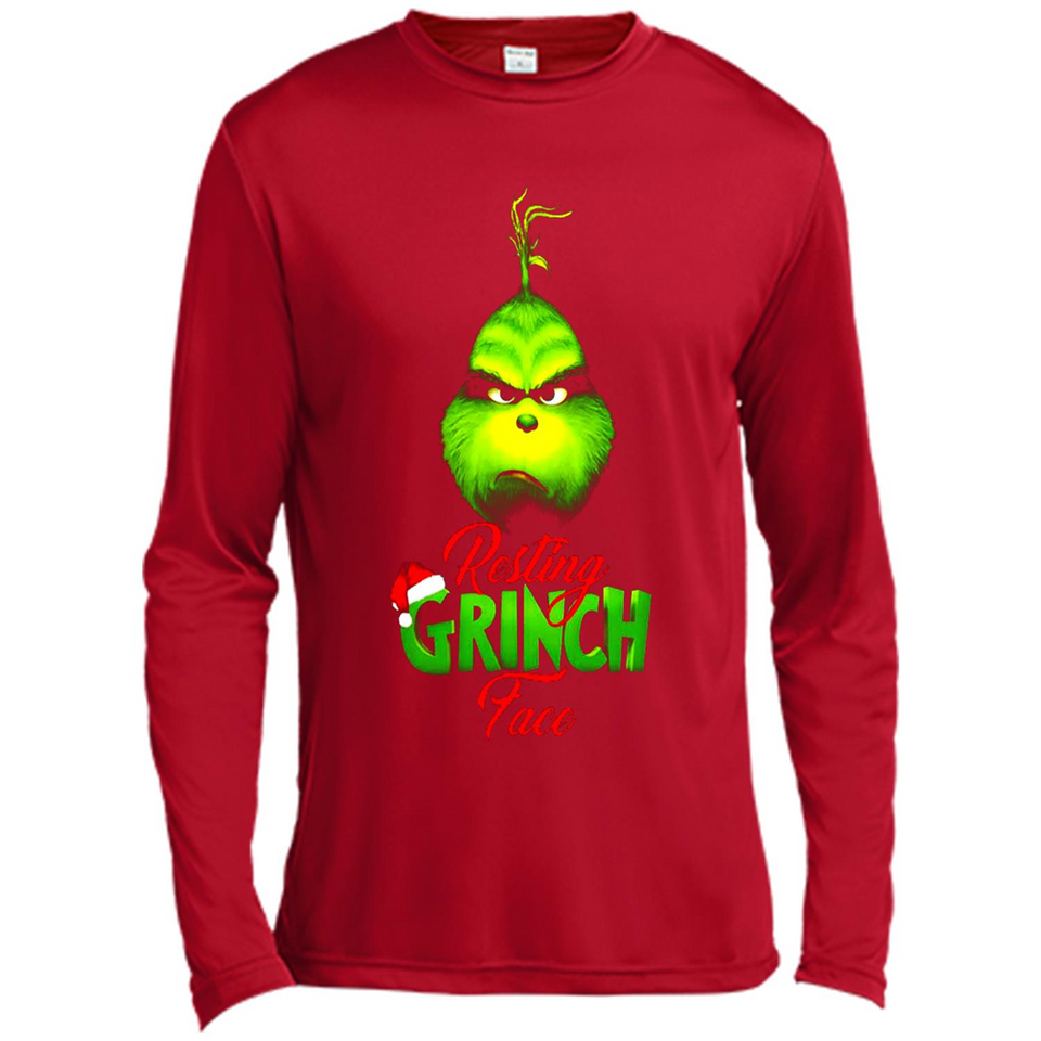 Resting Grinch Face Shirt PINGPONG - Canvas Long Sleeve T-Shirt