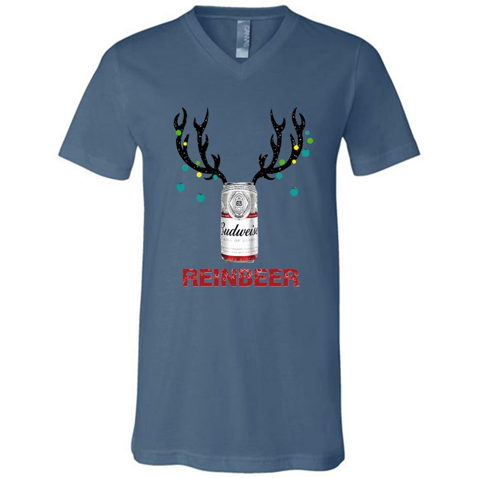 Budweiser Reinbeer Funny Beer Reindeer Christmas Sweatshirt - Canvas Unisex V-Neck