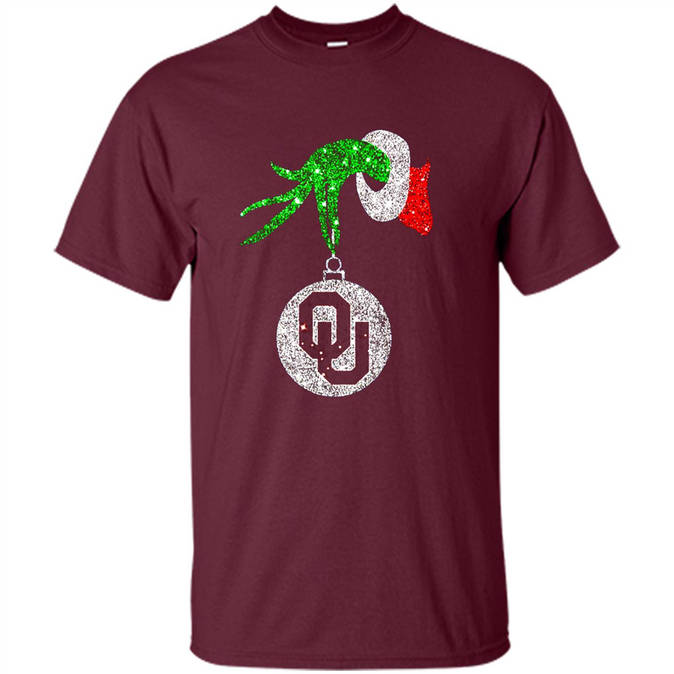 Amazing tee Oklahoma Sooners Glitter Grinch Monogram Ornament Christmas Gift - Shirt