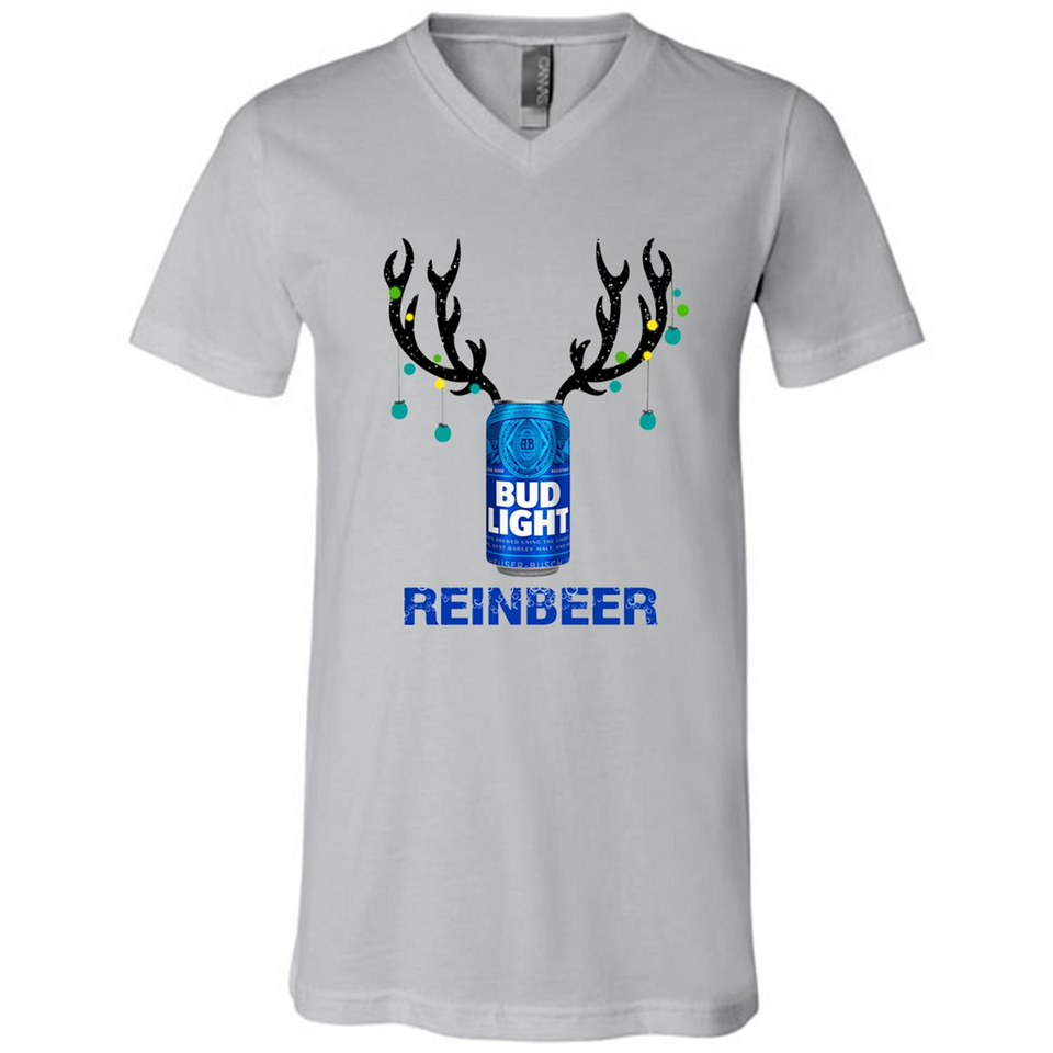 Bud Light Reinbeer Funny Beer Reindeer Christmas Sweatshirt - Canvas Unisex V-Neck