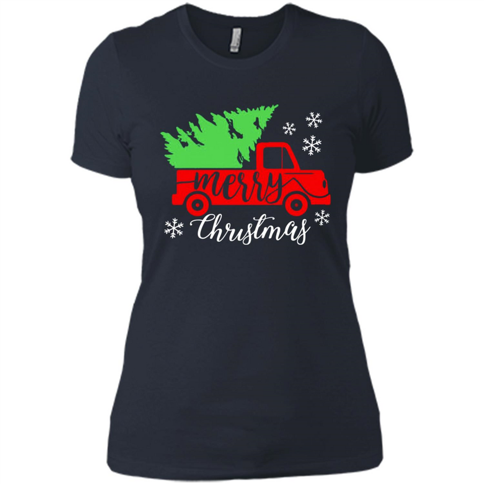 Vintage Christmas Classic Truck T-Shirt with Snow and Tree