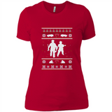 Christmas Ugly Sweater Firefighter Ugly Christmas Sweater - Ladies' Boyfriend T-Shirt
