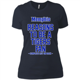 Reasons to be a Memphis Tigers Fan Complete List on Back - Ladies' Boyfriend T-Shirt