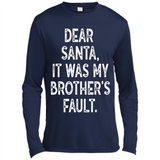 Christmas Shirt - Dear Santa It Was My Brother's Fault - Canvas Long Sleeve T-Shirt