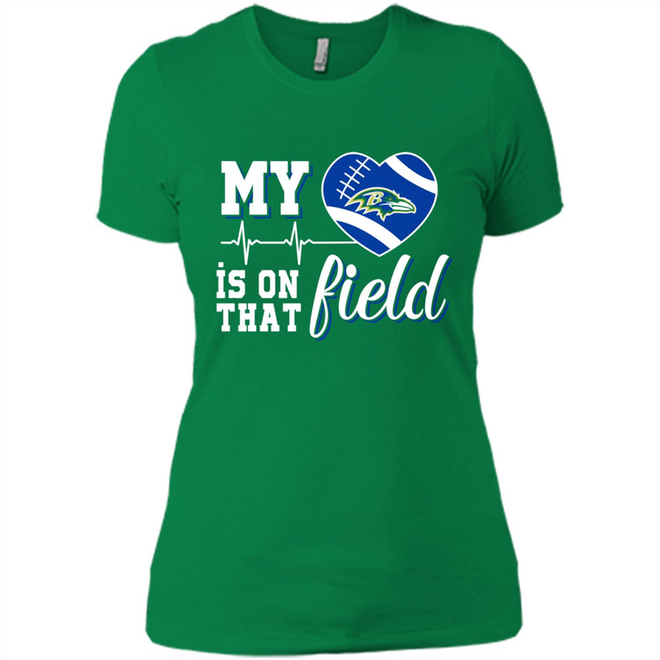 Baltimore Ravens Football My Heart is on that Field - Ladies' Boyfriend T-Shirt