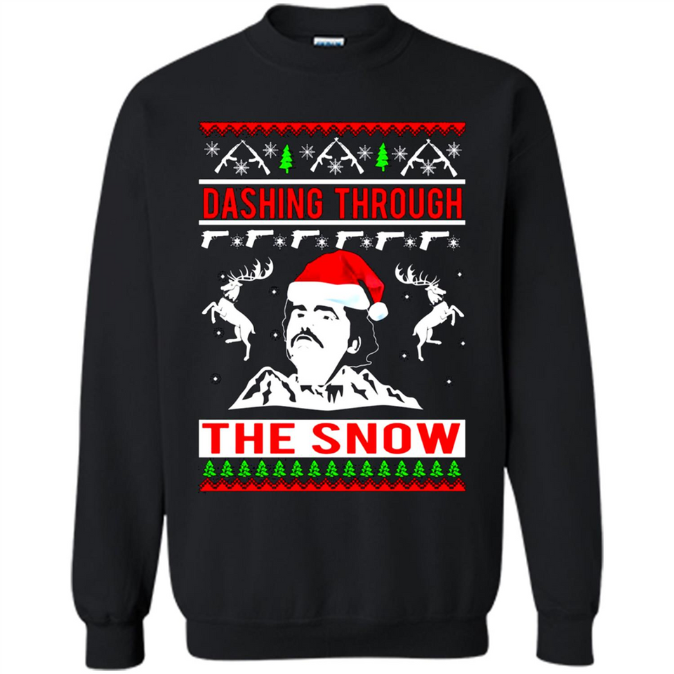 Narcos dashing through the snow Christmas sweatshirt PINGPONG