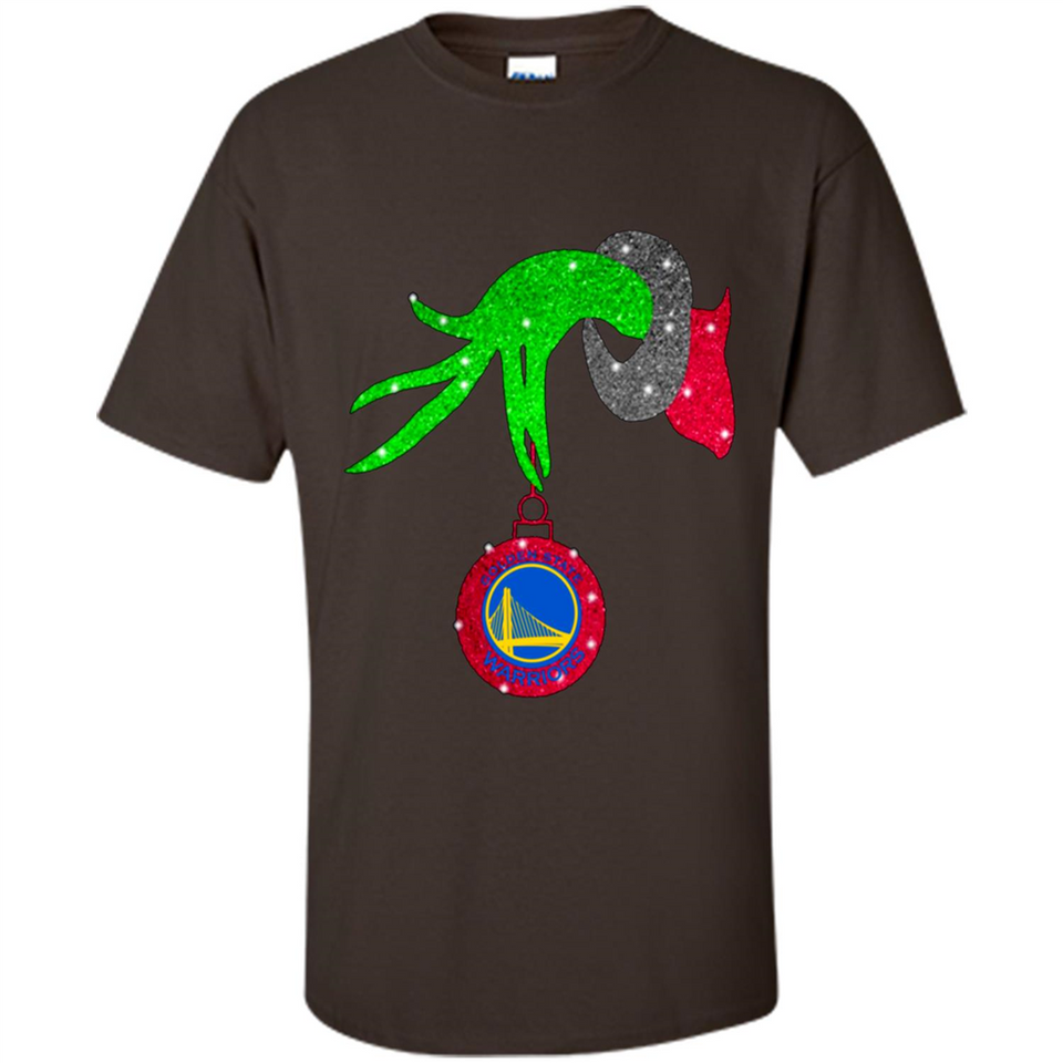 GRINCH HAND HOLDING GOLDEN STATE WARRIORS GLITTER CHRISTMAS PINGPONG