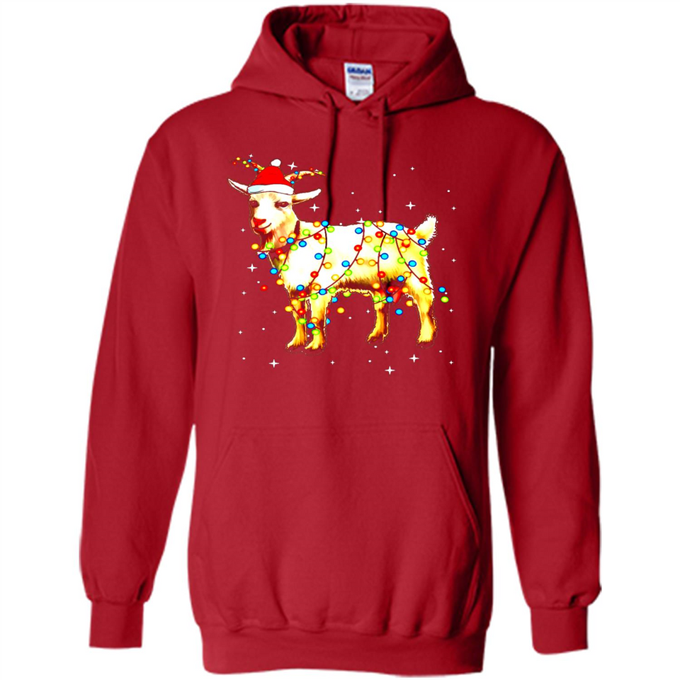 Christmas Lights Goat Wearing Santa Hat T-Shirt - Hoodie