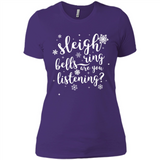 Sleigh Bells Ring Are You Listening Christmas Carol - Ladies' Boyfriend T-Shirt