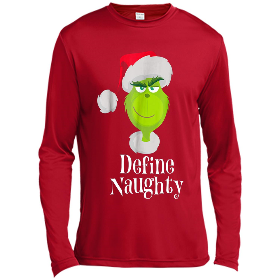Santa Grinch Define Naughty Christmas Sweatshirt - Canvas Long Sleeve T-Shirt