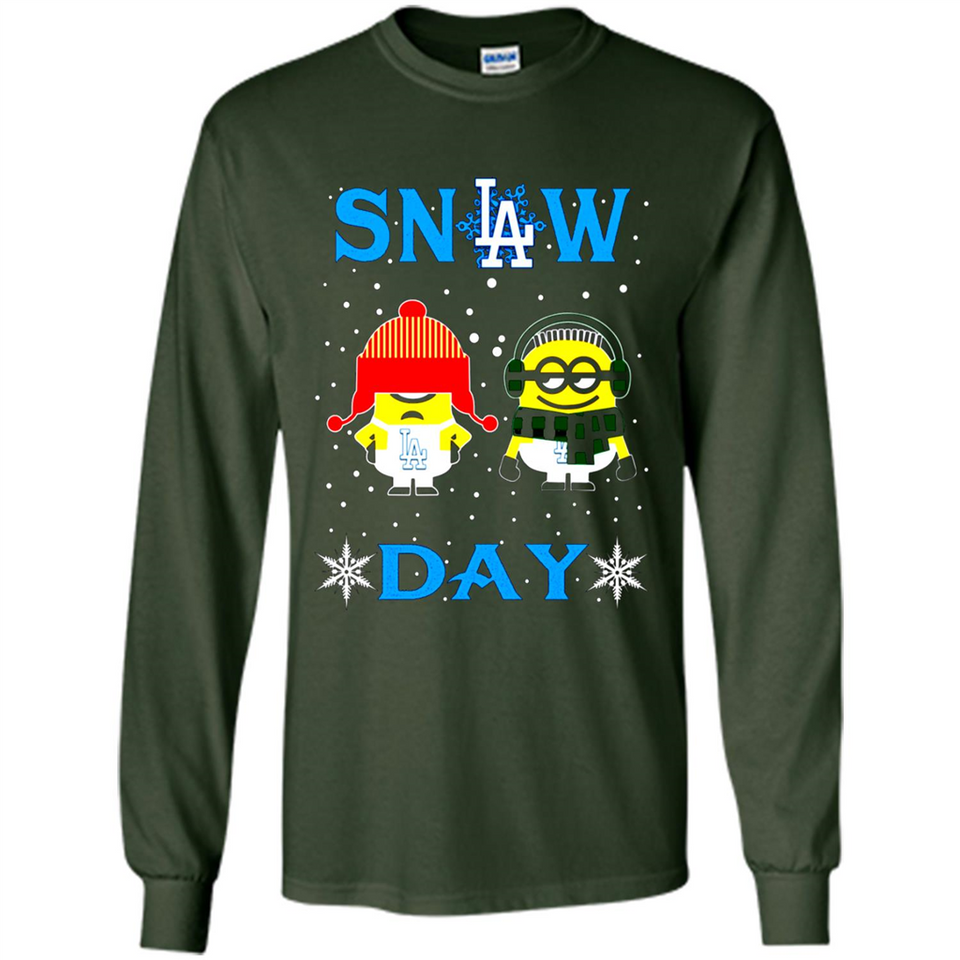 Snow Day Shirt For Los Angeles Dodgers Vs Minion Fans pingpong