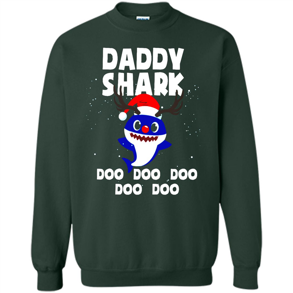 Daddy Shark Costume Reindeer Funny Christmas T-Shirt - Sweatshirt