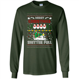 Merry Christmas Shitter Full Christmas Tree Snowman Sweater PINGPONG - Long Sleeve T-Shirt