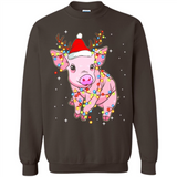 Christmas Lights Pig Wearing Santa Hat Funny Xmas - Sweatshirt