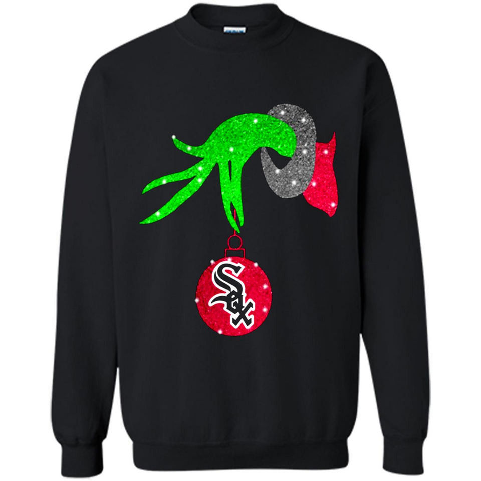 GRINCH HAND HOLDING CHICAGO WHITE SOX GLITTER CHRISTMAS PINGPONG