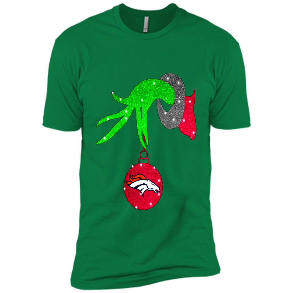 GRINCH HAND HOLDING DENVER BRONCOS GLITTER CHRISTMAS PINGPONG