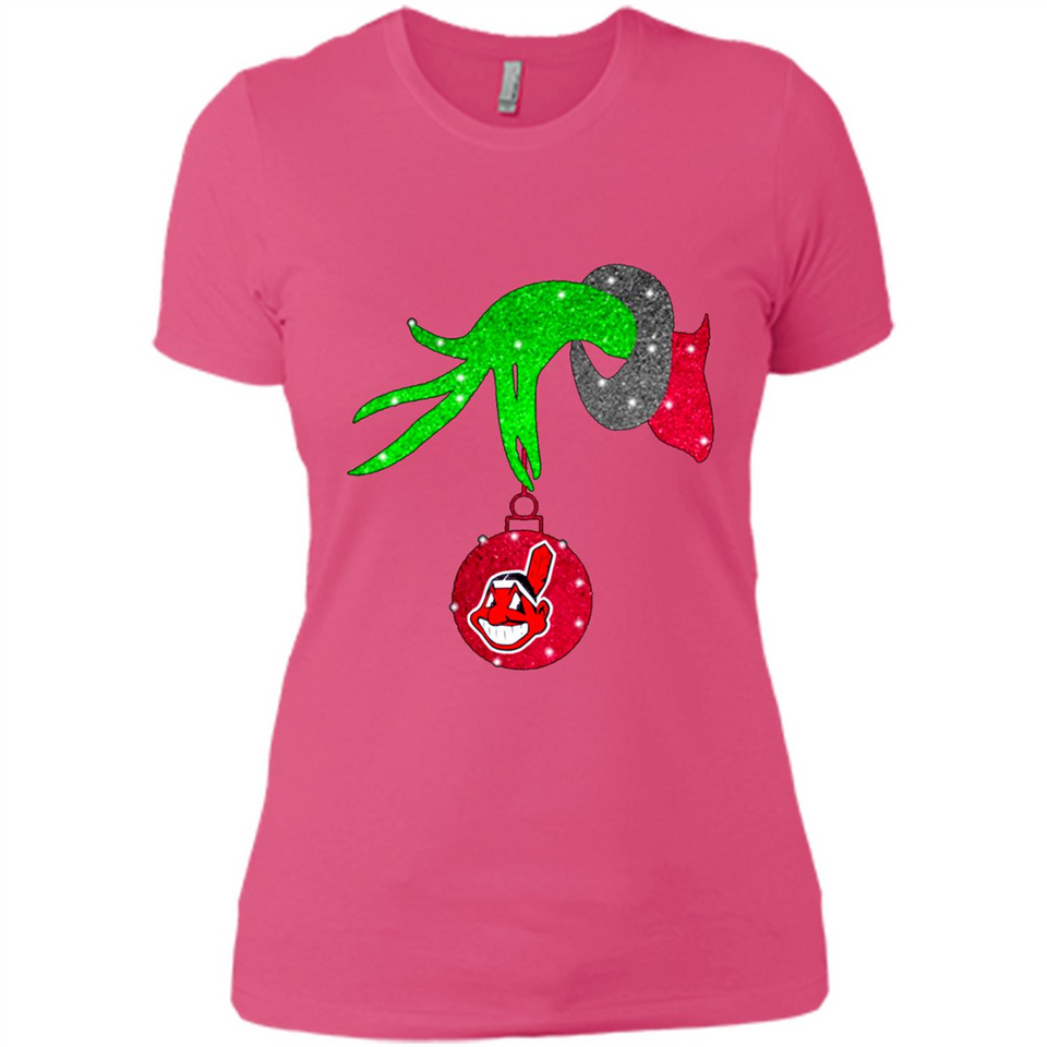 GRINCH HAND HOLDING CLEVELAND INDIANS GLITTER CHRISTMAS PINGPONG