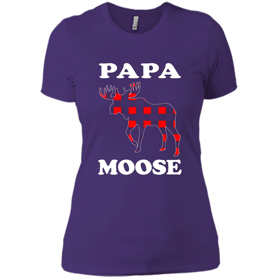 Papa Moose Funny Christmas Plaid Buffalo T-Shirt - Ladies' Boyfriend T-Shirt