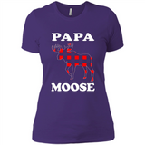 Papa Moose Funny Christmas Plaid Buffalo T-Shirt - Ladies' Boyfriend T-Shirt