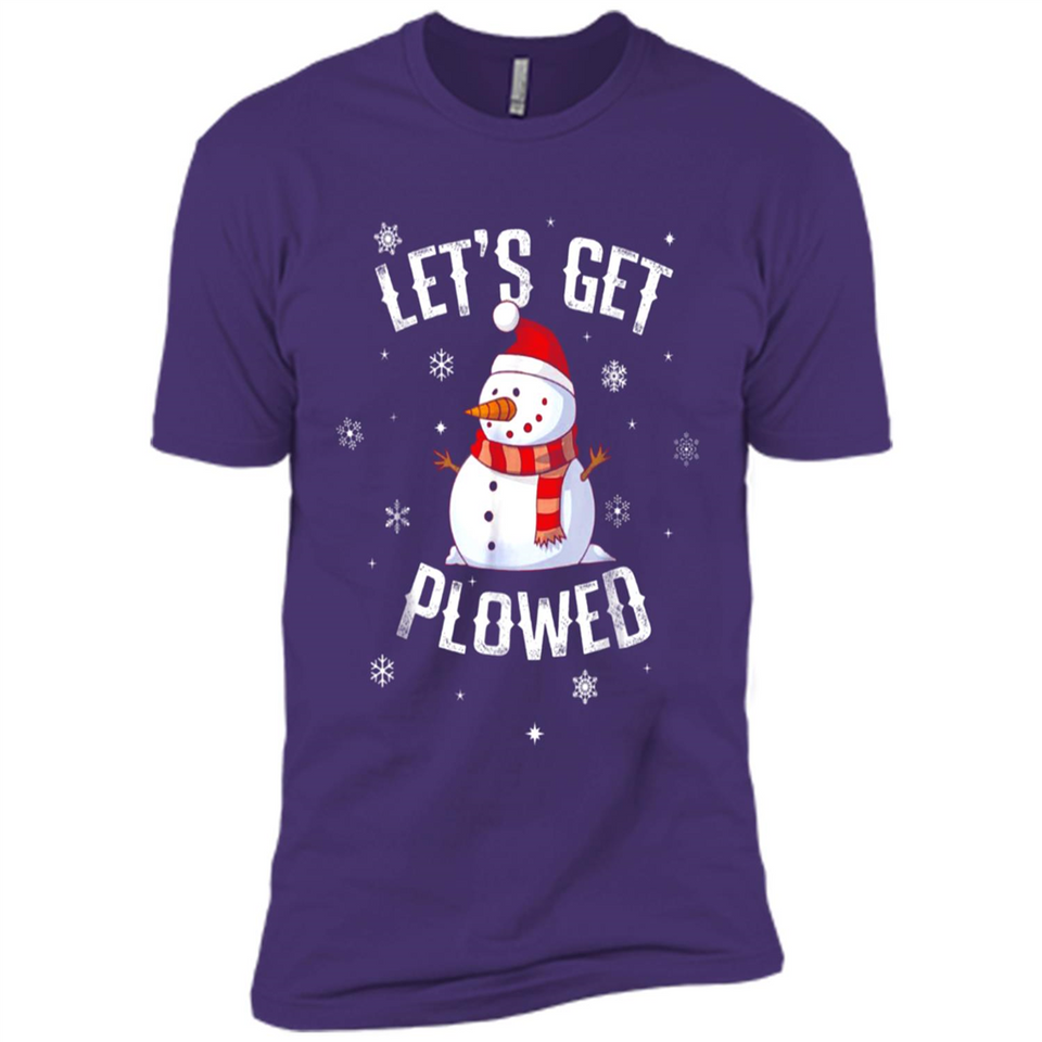 Let's Get Plowed Funny Christmas Snowman - Premium Short Sleeve T-Shirt