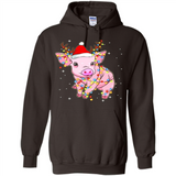 Christmas Lights Pig Wearing Santa Hat Funny Xmas - Hoodie