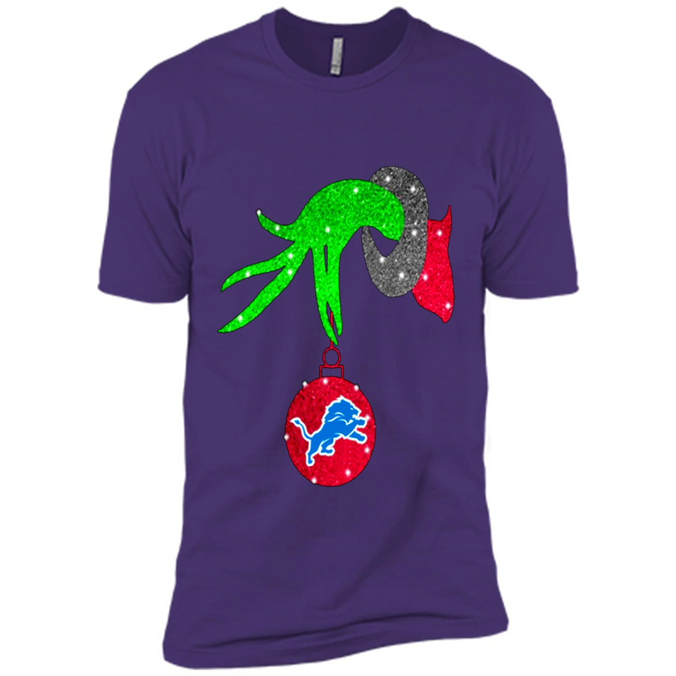 GRINCH HAND HOLDING DETROIT LIONS GLITTER CHRISTMAS PINGPONG