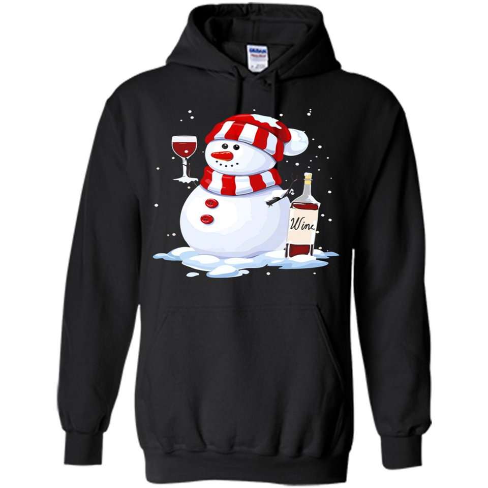 Cute Snowman drink Red Wine Christmas - Hoodie