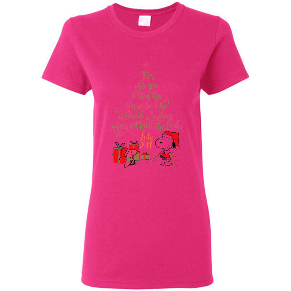 Snoopy Merry Christmas with Christmas tree T-Shirt - Ladies Short-Sleeve