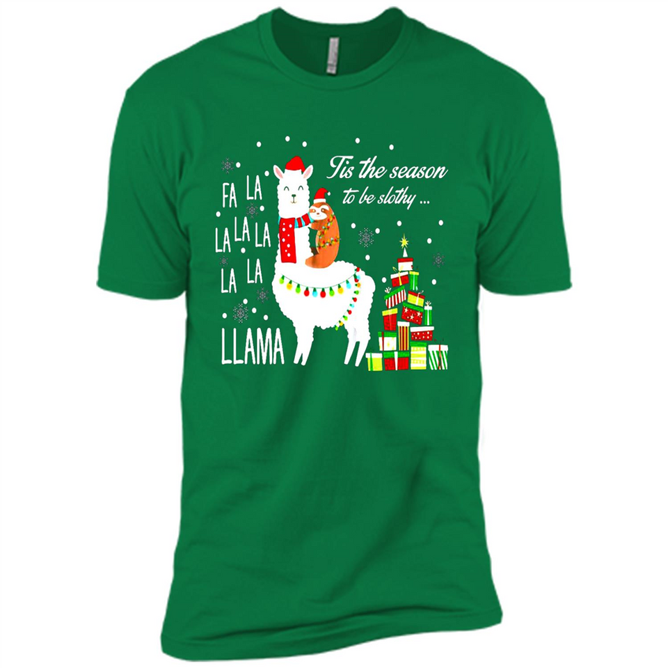 Llama Tis the season to be slothy Christmas sweatshirt PINGPONG - Premium Short Sleeve T-Shirt