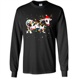 Christmas Lights Cow Wearing Santa Hat Funny Xmas Sweatshirt - Long Sleeve T-Shirt