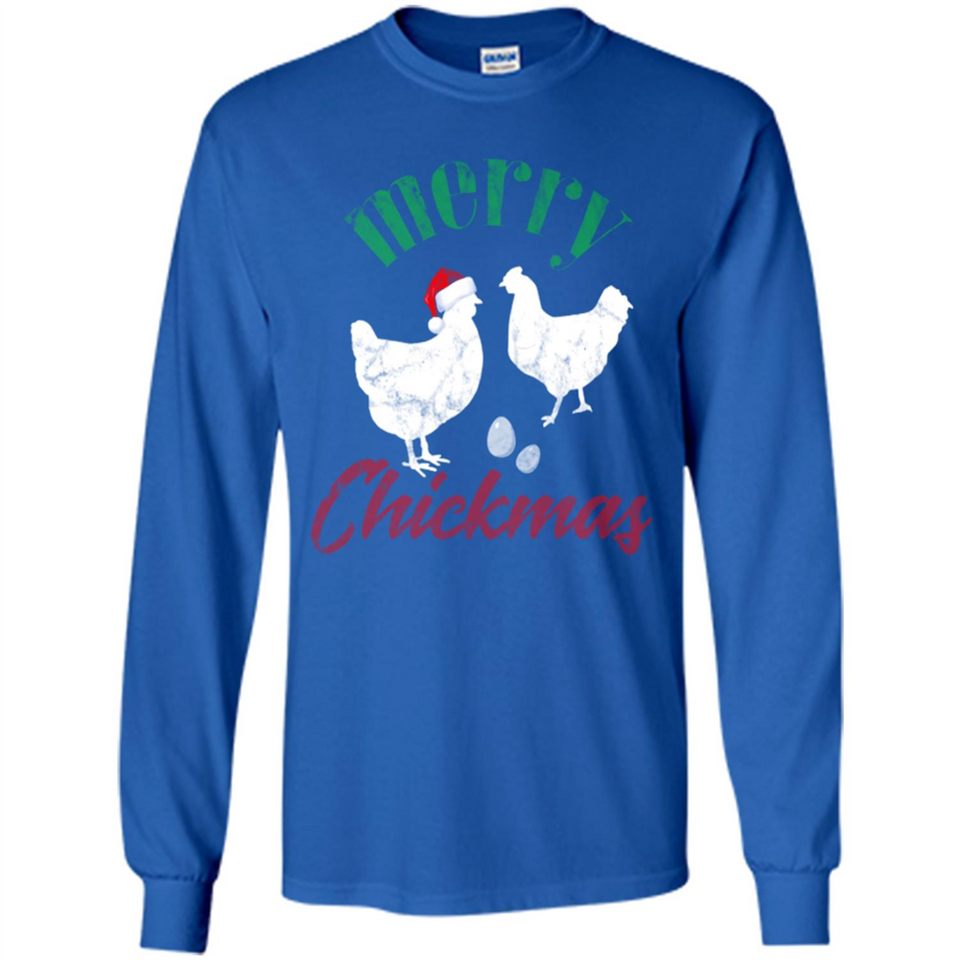 Christmas Chicken Shirt Santa Hens Lover Funny Farmer Gift - Long Sleeve T-Shirt