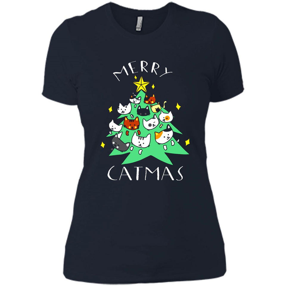Merry Catmas Funny Cool Christmas Mug PINGPONG - Ladies' Boyfriend T-Shirt