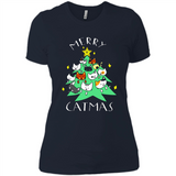 Merry Catmas Funny Cool Christmas Mug PINGPONG - Ladies' Boyfriend T-Shirt