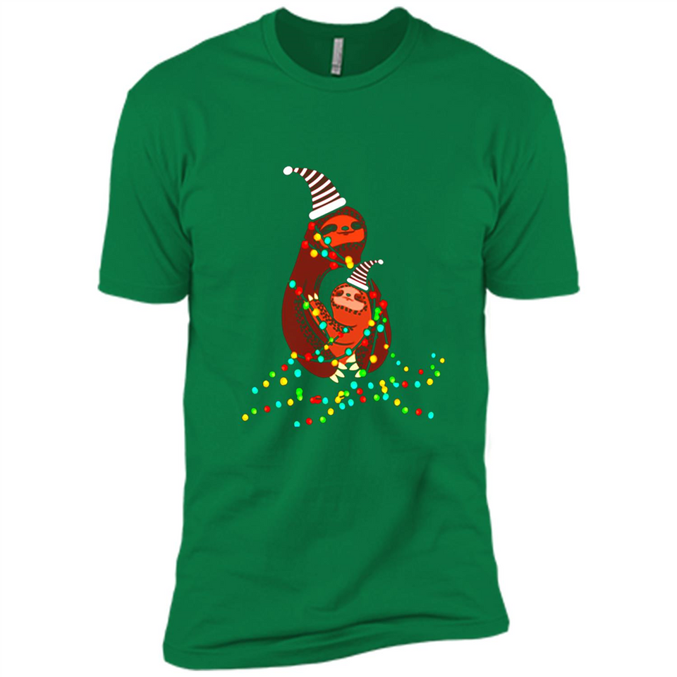 Christmas Lights Sloth Long Sleeve Santa Sloth - Premium Short Sleeve T-Shirt