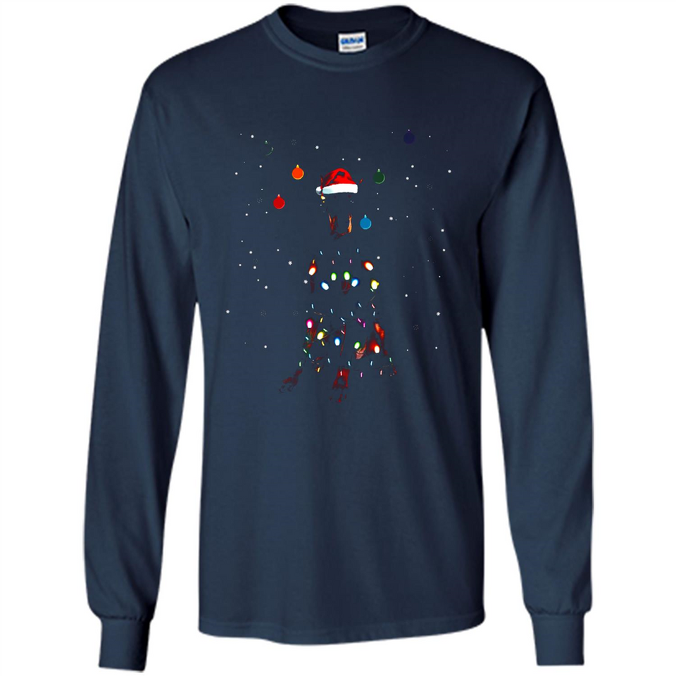 Doberman Santa Lights Christmas Dog Xmas Sweatshirt - Long Sleeve T-Shirt