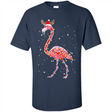 Christmas Lights Flamingo Wearing Santa Hat Funny Xmas - Shirt
