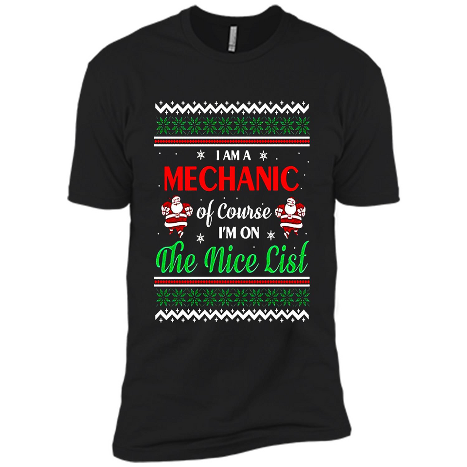 Funny Ugly Christmas T-Shirt Gift for Mechanic - Premium Short Sleeve T-Shirt
