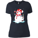 Cute Snowman drink Red Wine Christmas T-Shirt - Ladies' Boyfriend T-Shirt
