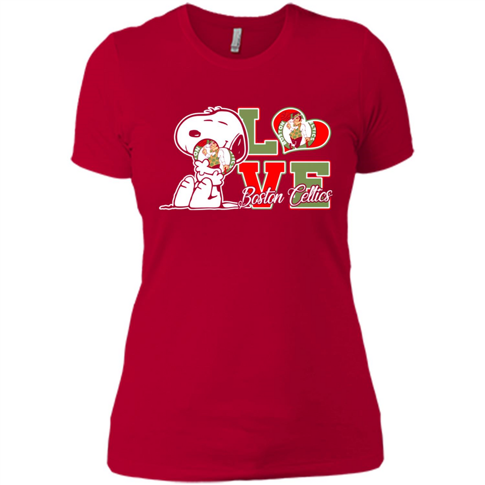 Snoopy loves NBA Boston Celtics - Ladies' Boyfriend T-Shirt