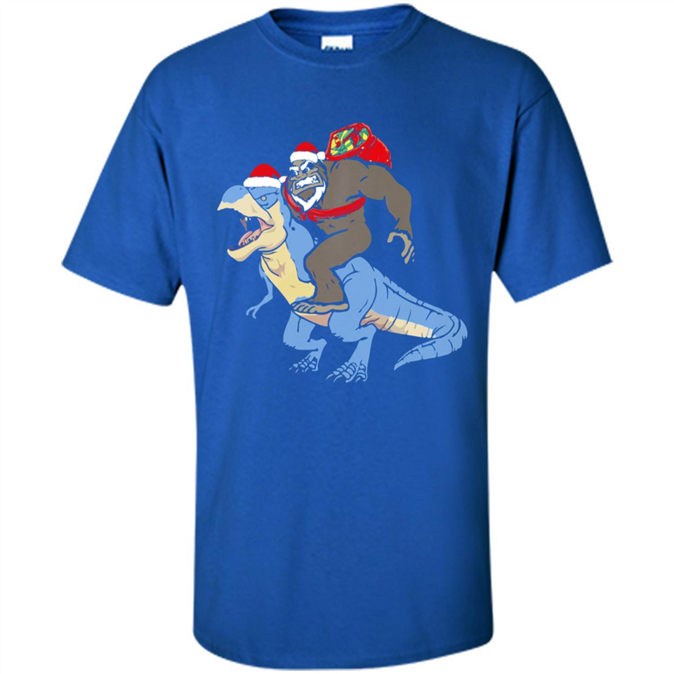 Bigfoot Riding Dinosaurus T-Shirt Funny Bigfoot Santa - Shirt