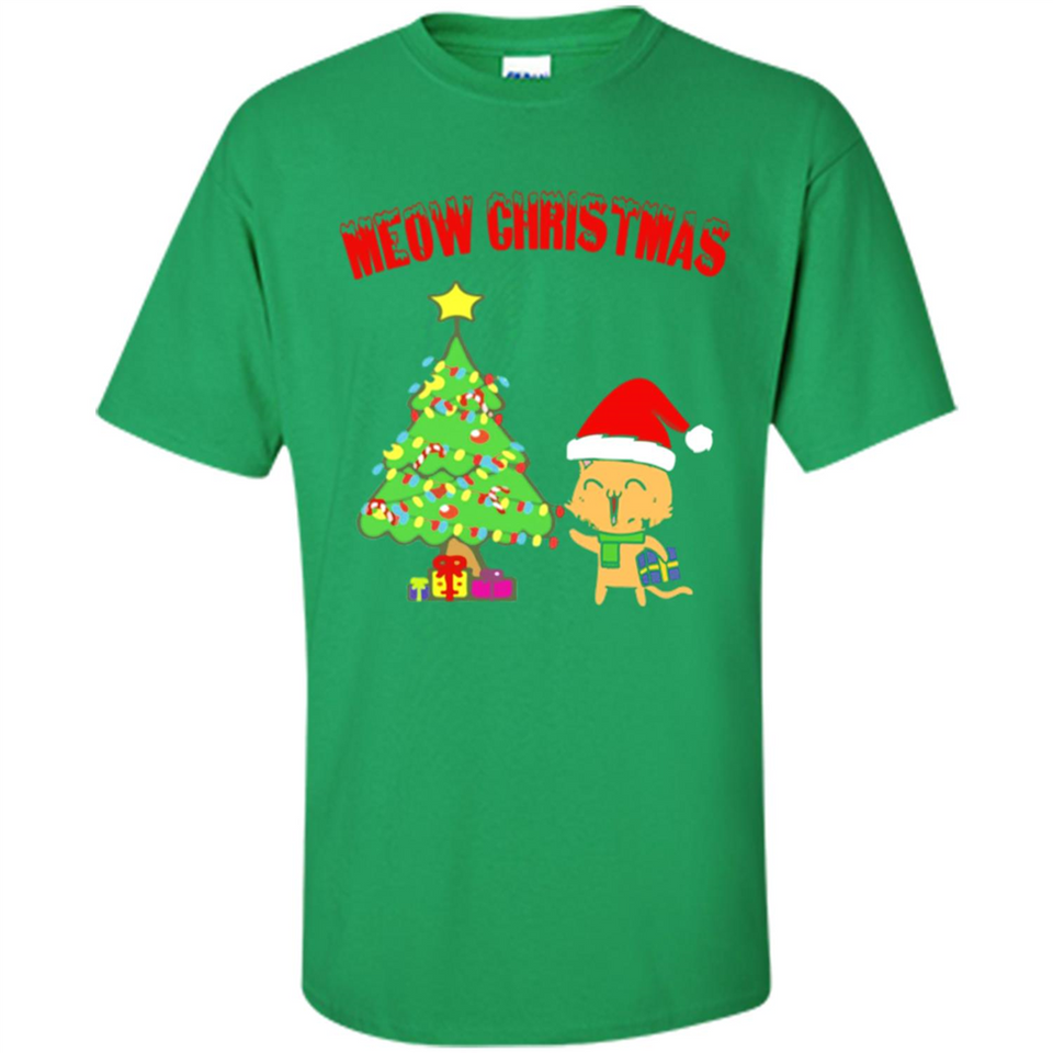 Meow merry christmas- cat and pine merry christmas - Shirt