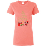 Snoopy Merry Christmas with Christmas tree T-Shirt - Ladies Short-Sleeve