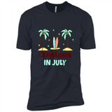 Christmas In July Shirt Surfing Palm Trees Surfboard - Premium Short Sleeve T-Shirt